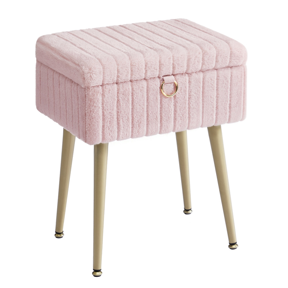 Vanity Stool Chair Faux Fur with Storage - image 24