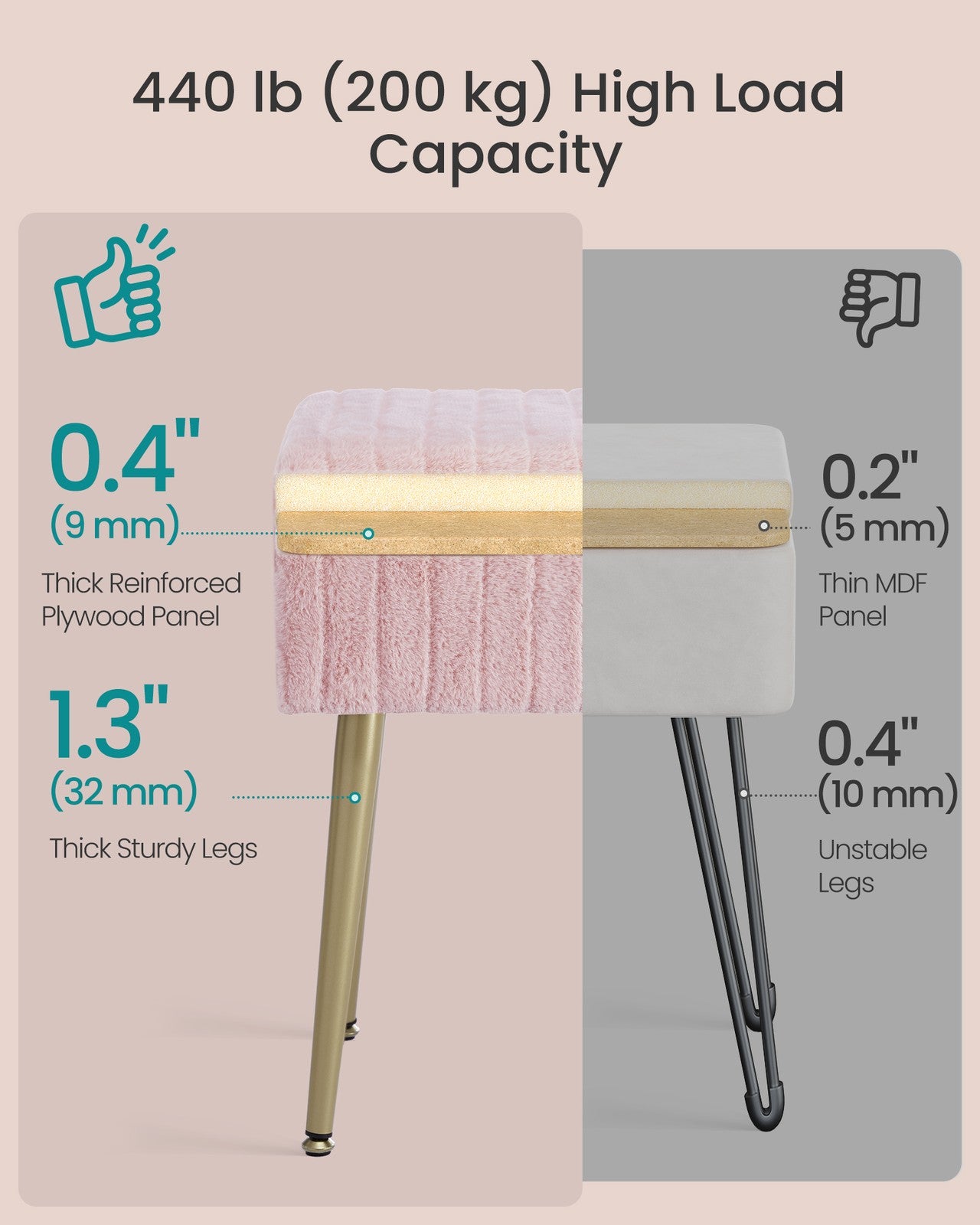 Vanity Stool Chair Faux Fur with Storage - image 28