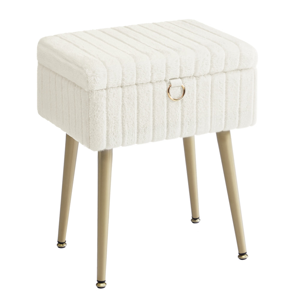 Vanity Stool Chair Faux Fur with Storage - image 29