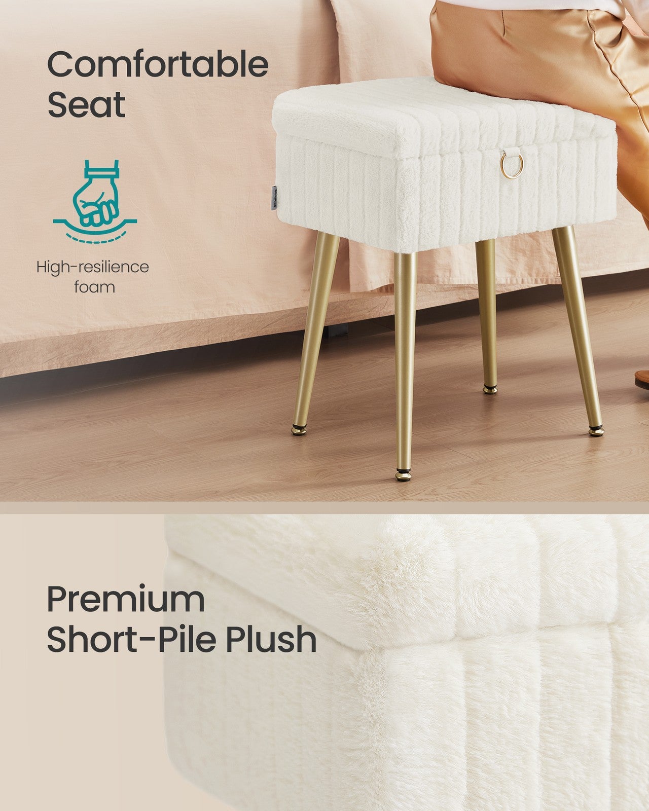 Vanity Stool Chair Faux Fur with Storage - image 31
