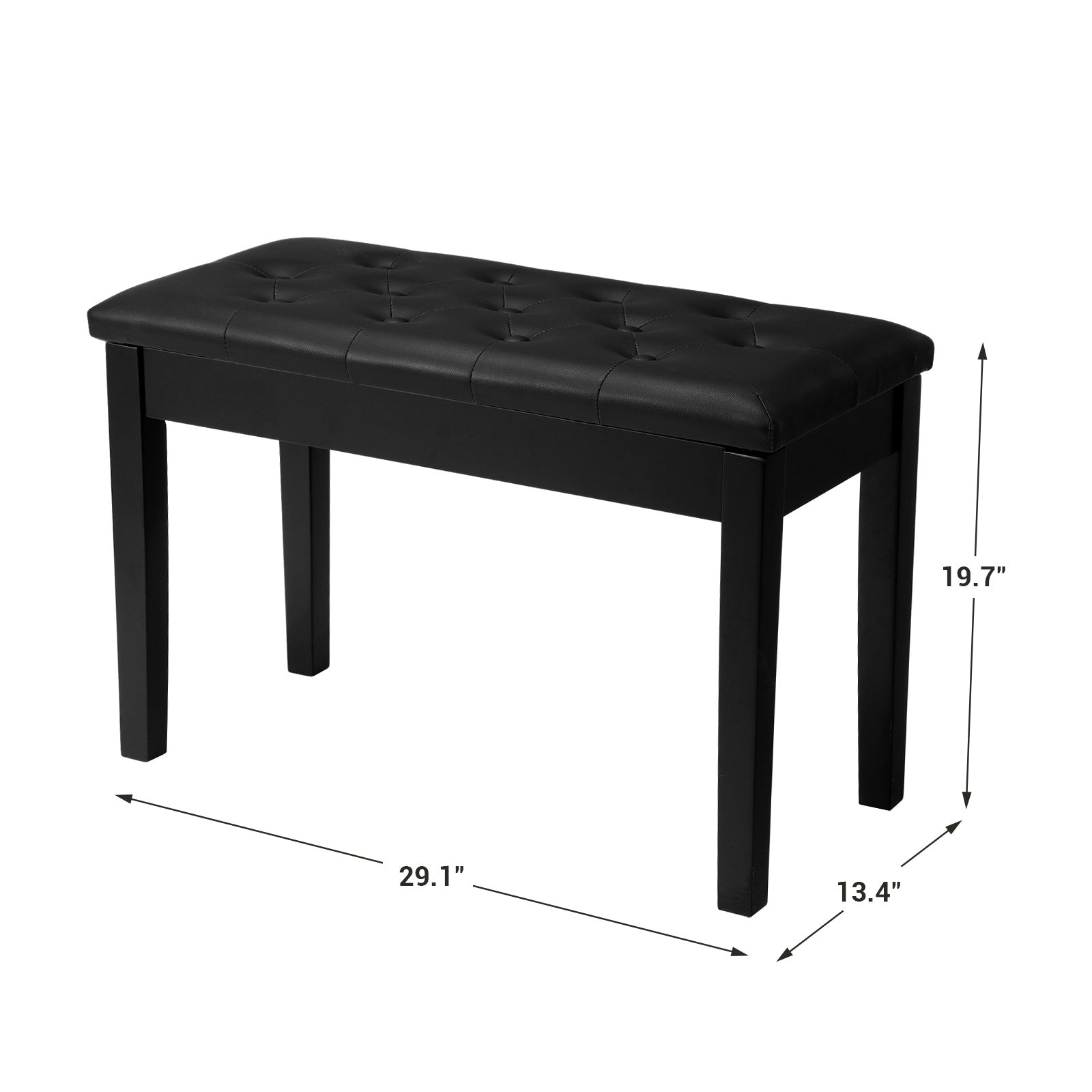 Duet Piano Bench with Padded Cushion and Storage Compartment