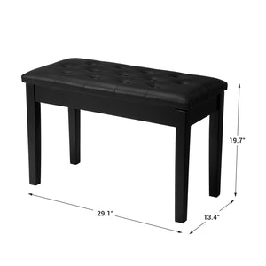Duet Piano Bench with Padded Cushion and Storage Compartment