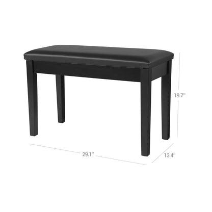 Wooden Duet Piano Bench with Padded Cushion and Music Storage Black