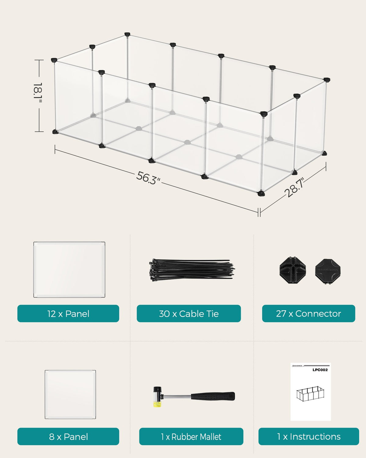 Pet Playpen | Fence Cage with Bottom for Small Animals Guinea Pigs