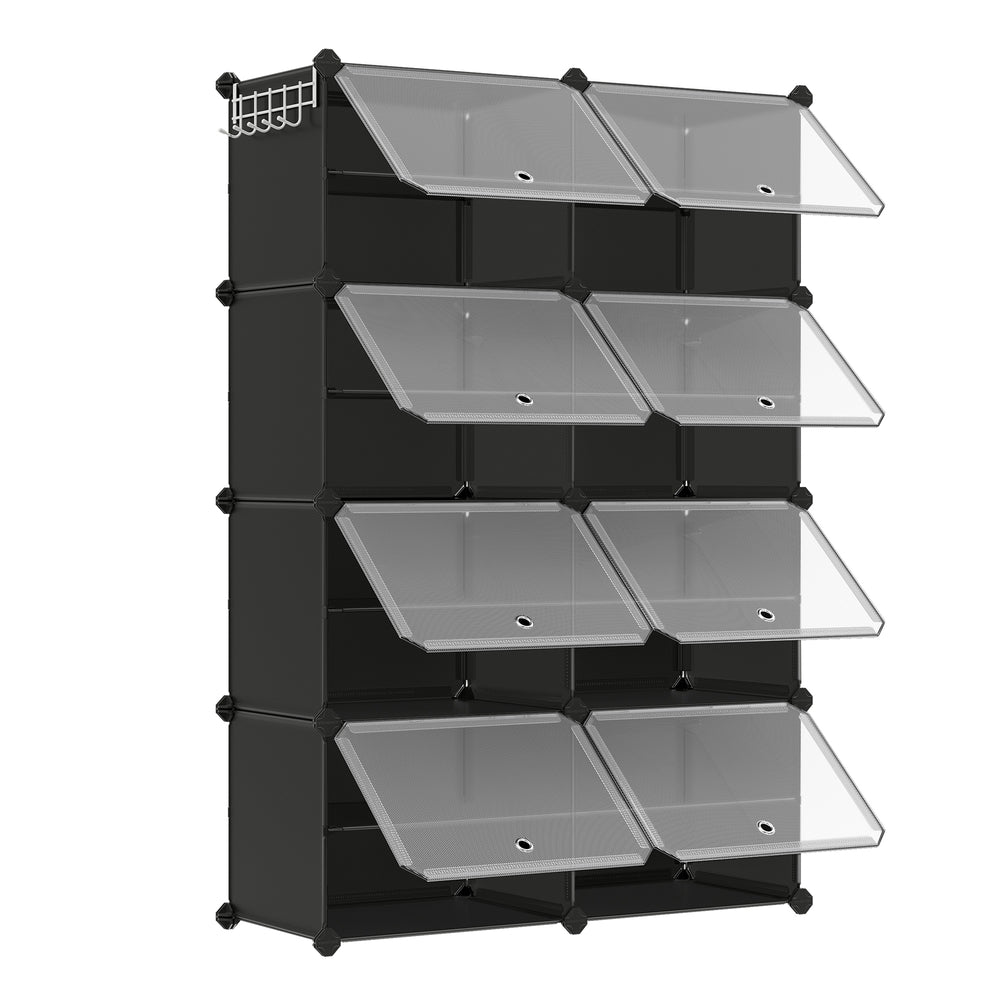 8 Cubes Shoe Organizer with Doors, Holds Up to 32 Pair of Shoes - image 1