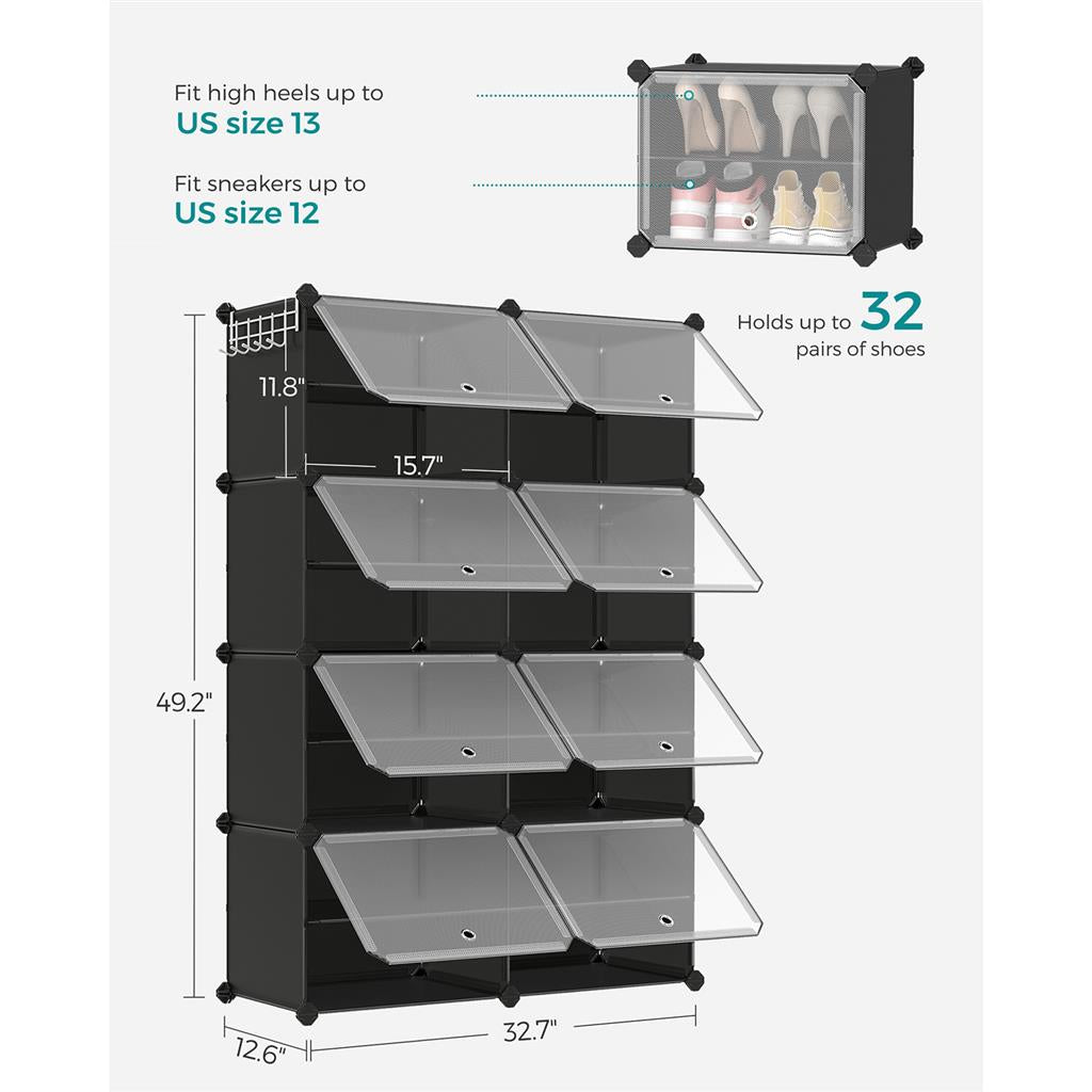8 Cubes Shoe Organizer with Doors, Holds Up to 32 Pair of Shoes - image 9