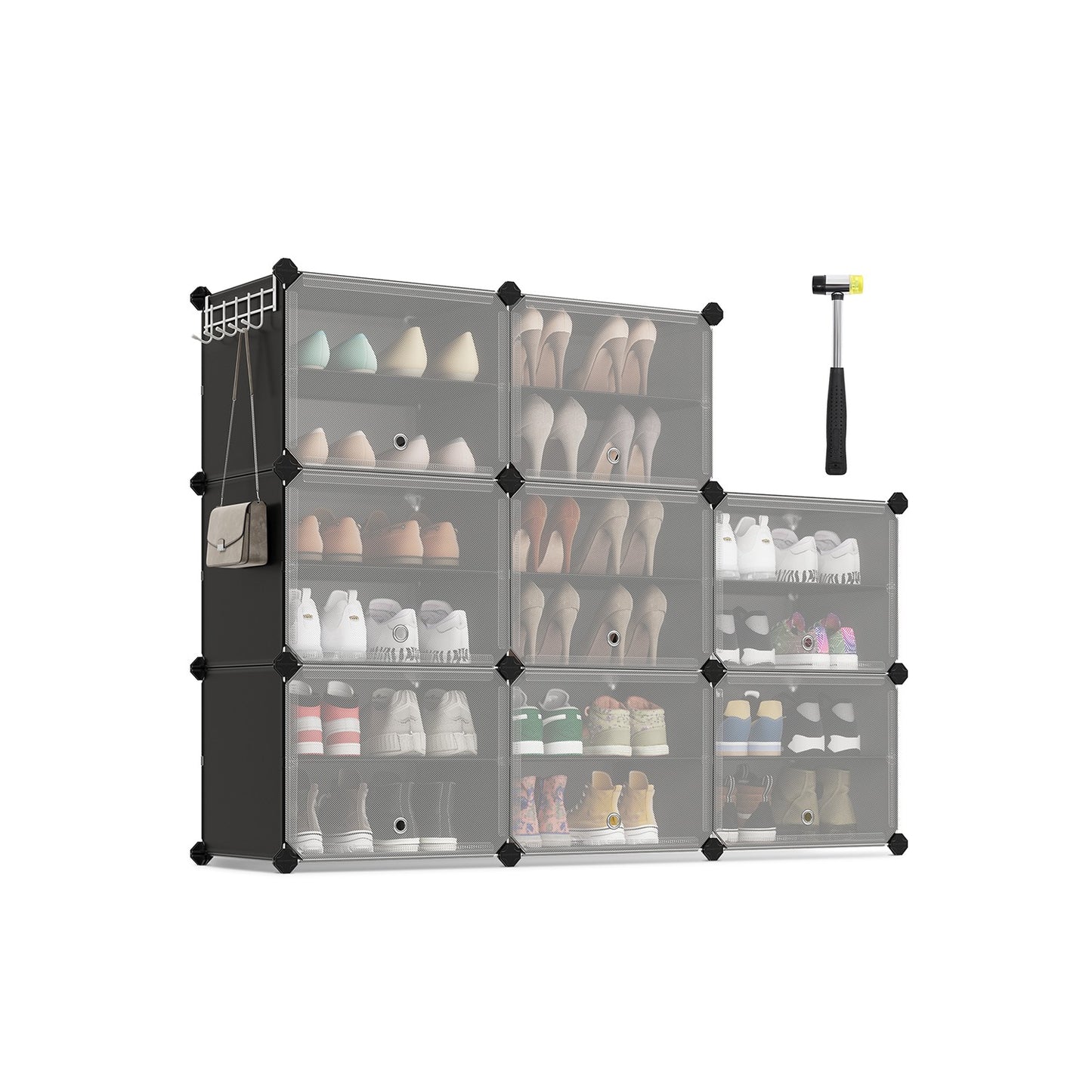 8 Cubes Shoe Organizer with Doors, Holds Up to 32 Pair of Shoes - image 12