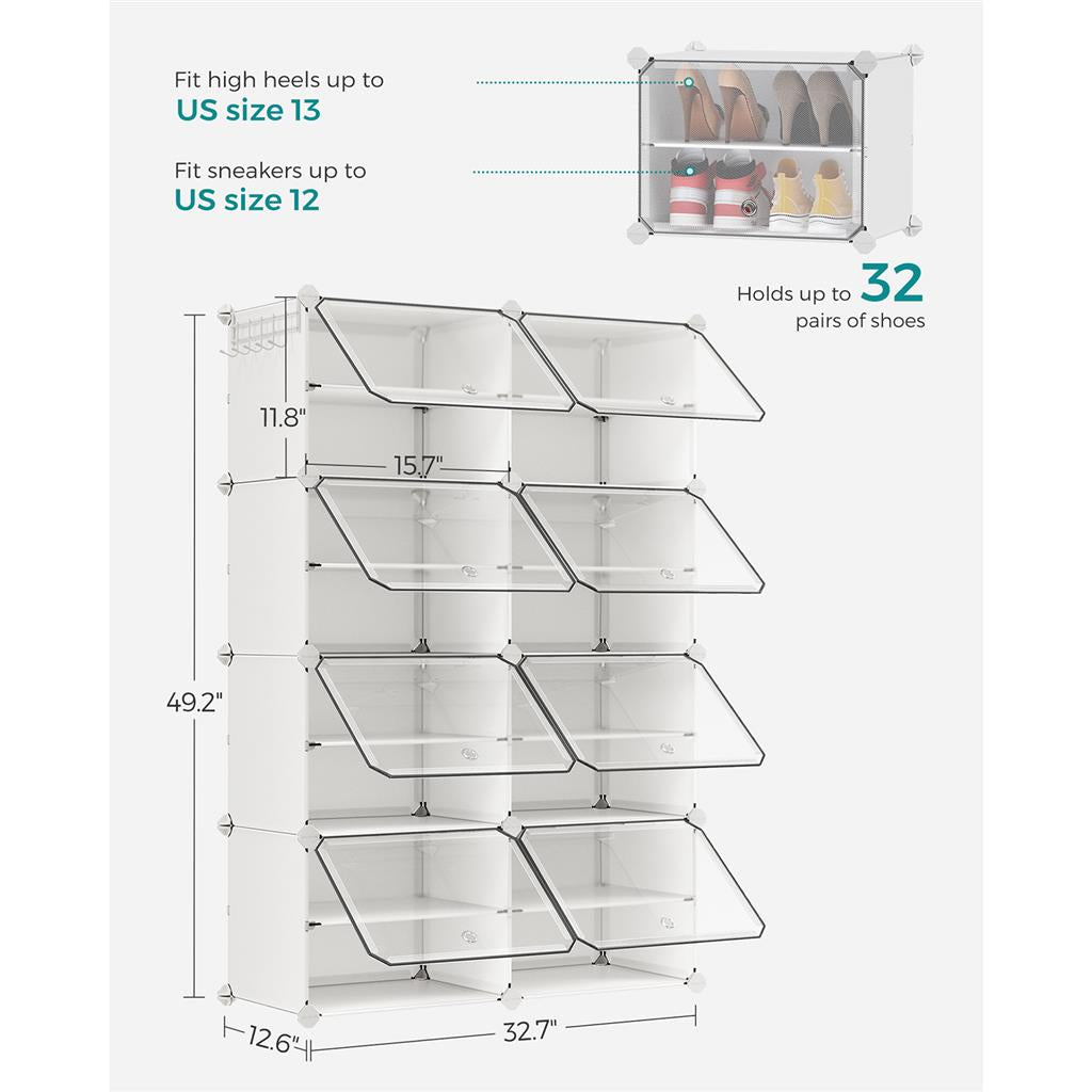 8 Cubes Shoe Organizer with Doors, Holds Up to 32 Pair of Shoes - image 19
