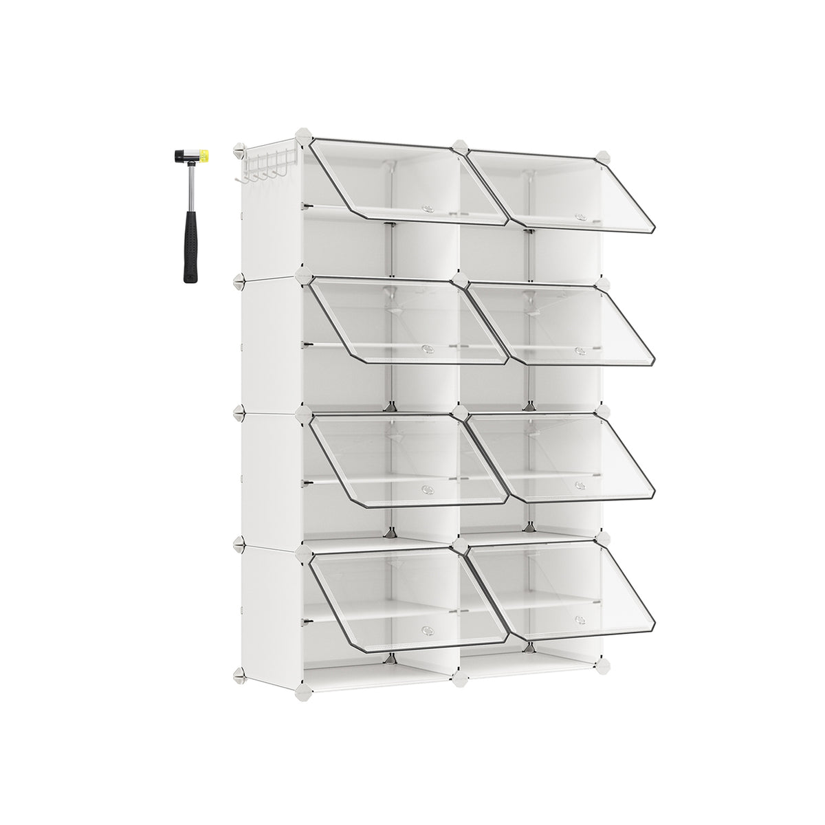 8 Cubes Shoe Organizer with Doors, Holds Up to 32 Pair of Shoes