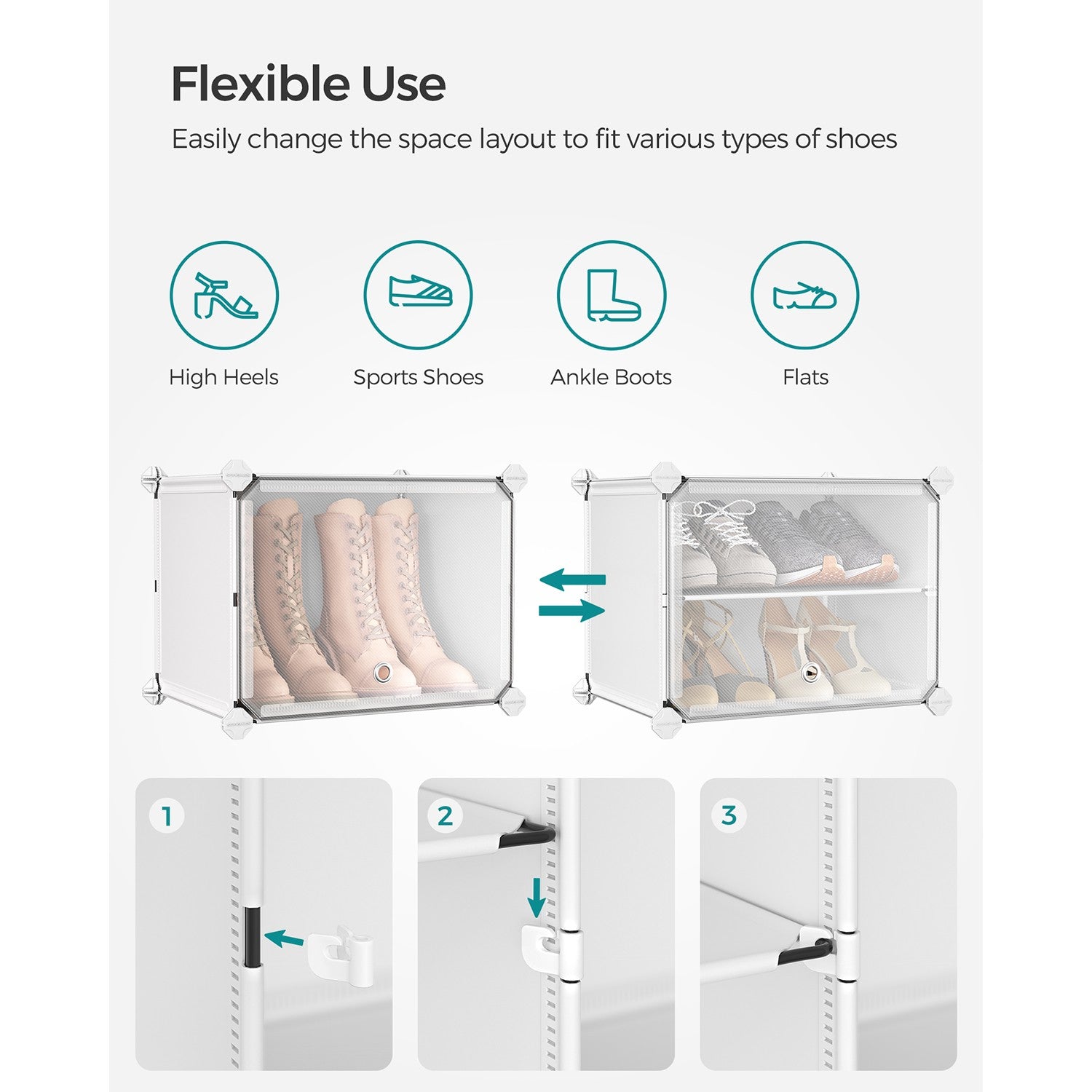 8 Cubes Shoe Organizer with Doors, Holds Up to 32 Pair of Shoes - image 44