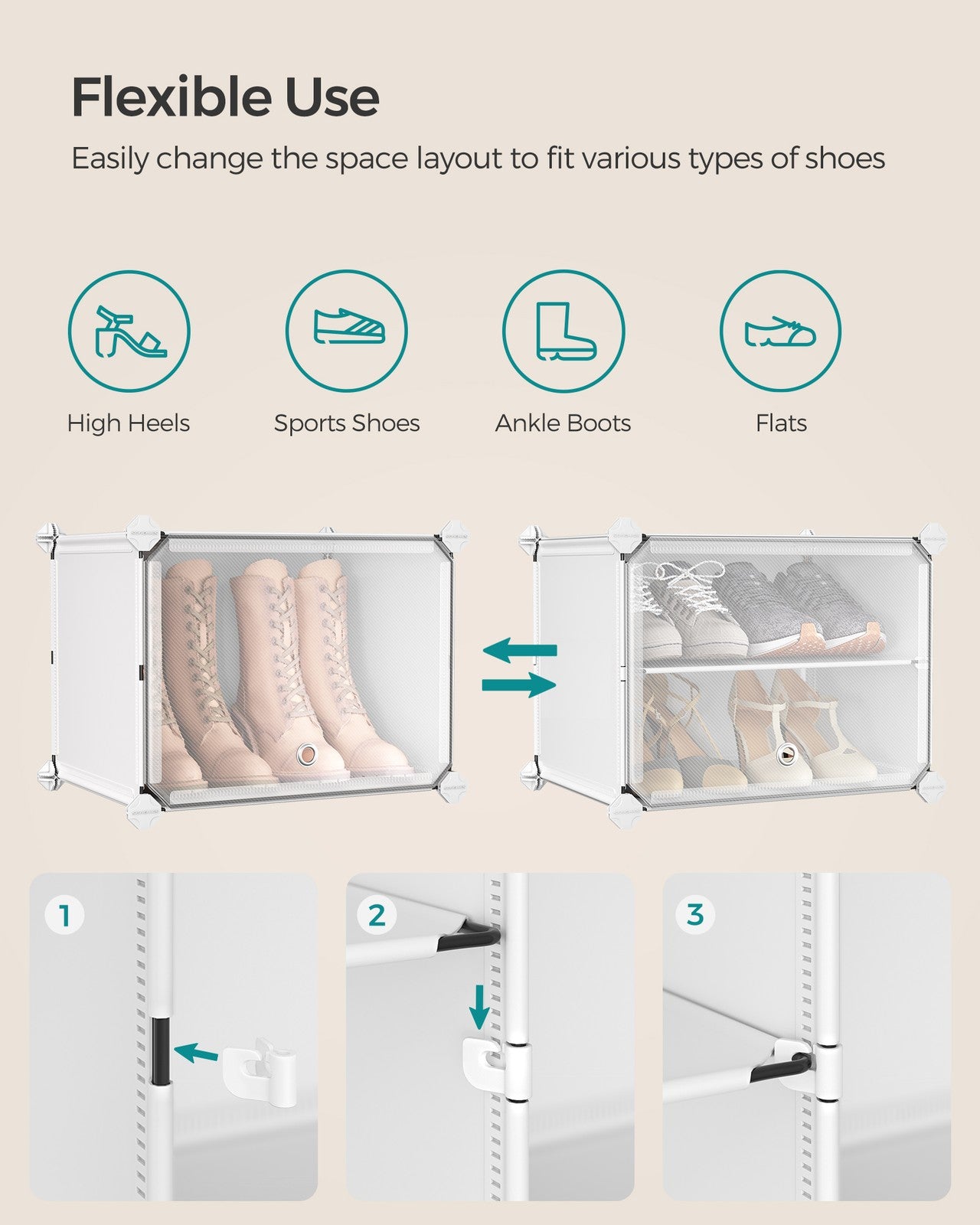 8 Cubes Shoe Organizer with Doors, Holds Up to 32 Pair of Shoes - image 84