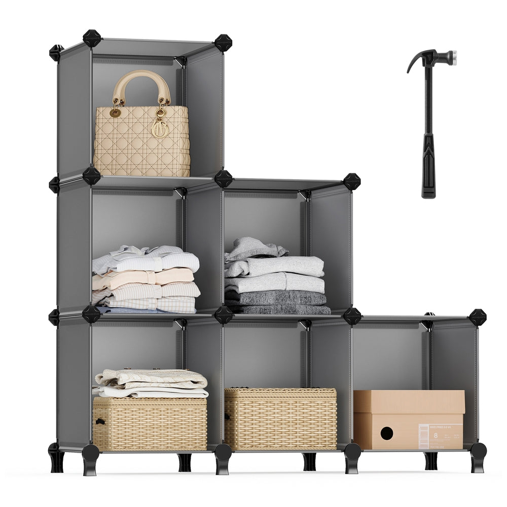 Cube Storage Organizer, 6-Cube Closet Storage Shelves, DIY Plastic Closet Cabinet