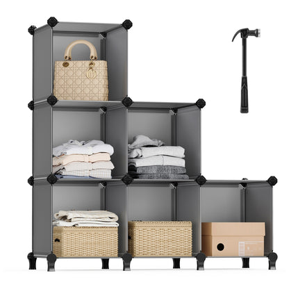 Cube Storage Organizer, 6-Cube Closet Storage Shelves, DIY Plastic Closet Cabinet