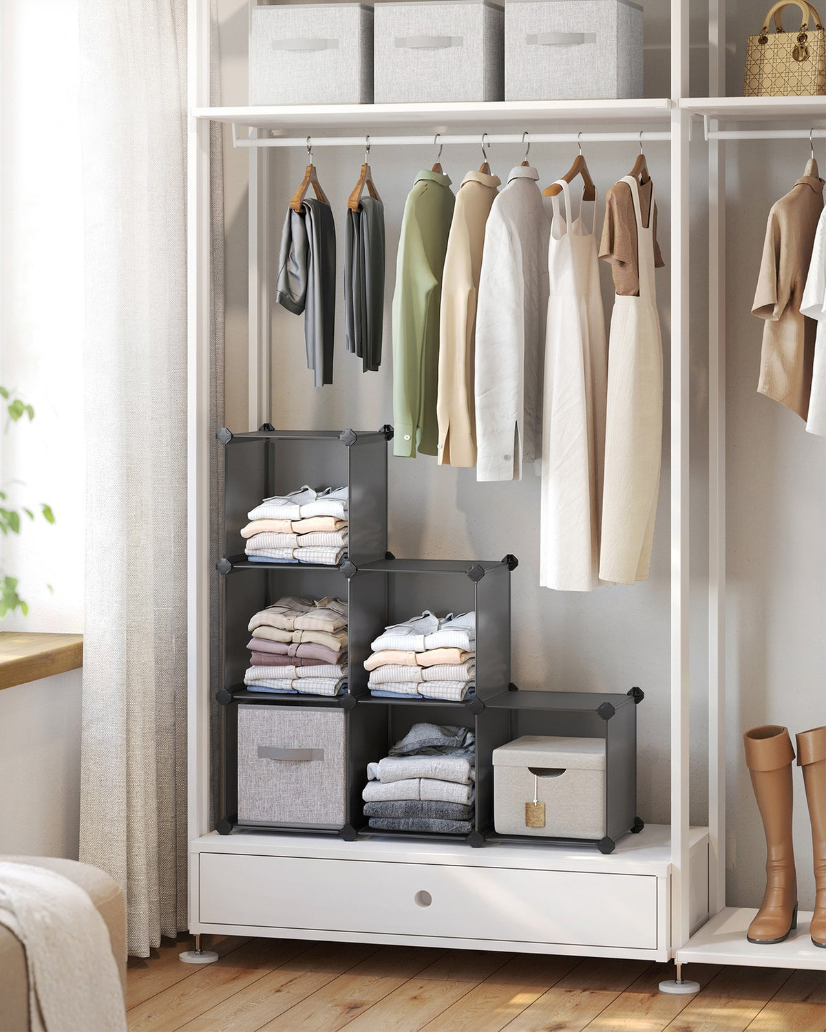 Cube Storage Organizer, 6-Cube Closet Storage Shelves, DIY Plastic Closet Cabinet