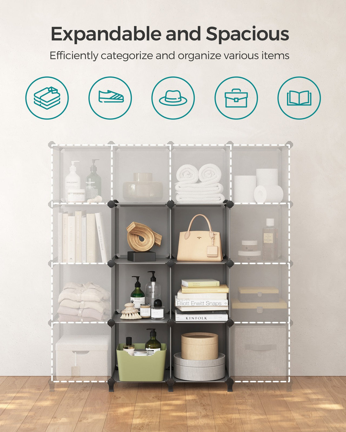 Cube Storage Organizer, 6-Cube Closet Storage Shelves, DIY Plastic Closet Cabinet