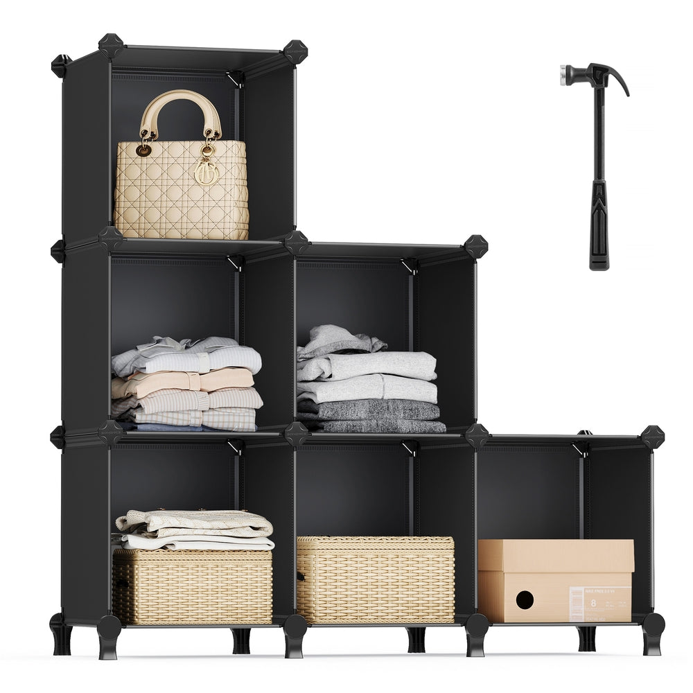 Cube Storage Organizer, 6-Cube Closet Storage Shelves, DIY Plastic Closet Cabinet