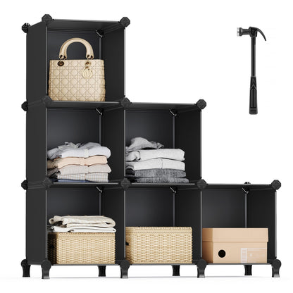 Cube Storage Organizer, 6-Cube Closet Storage Shelves, DIY Plastic Closet Cabinet