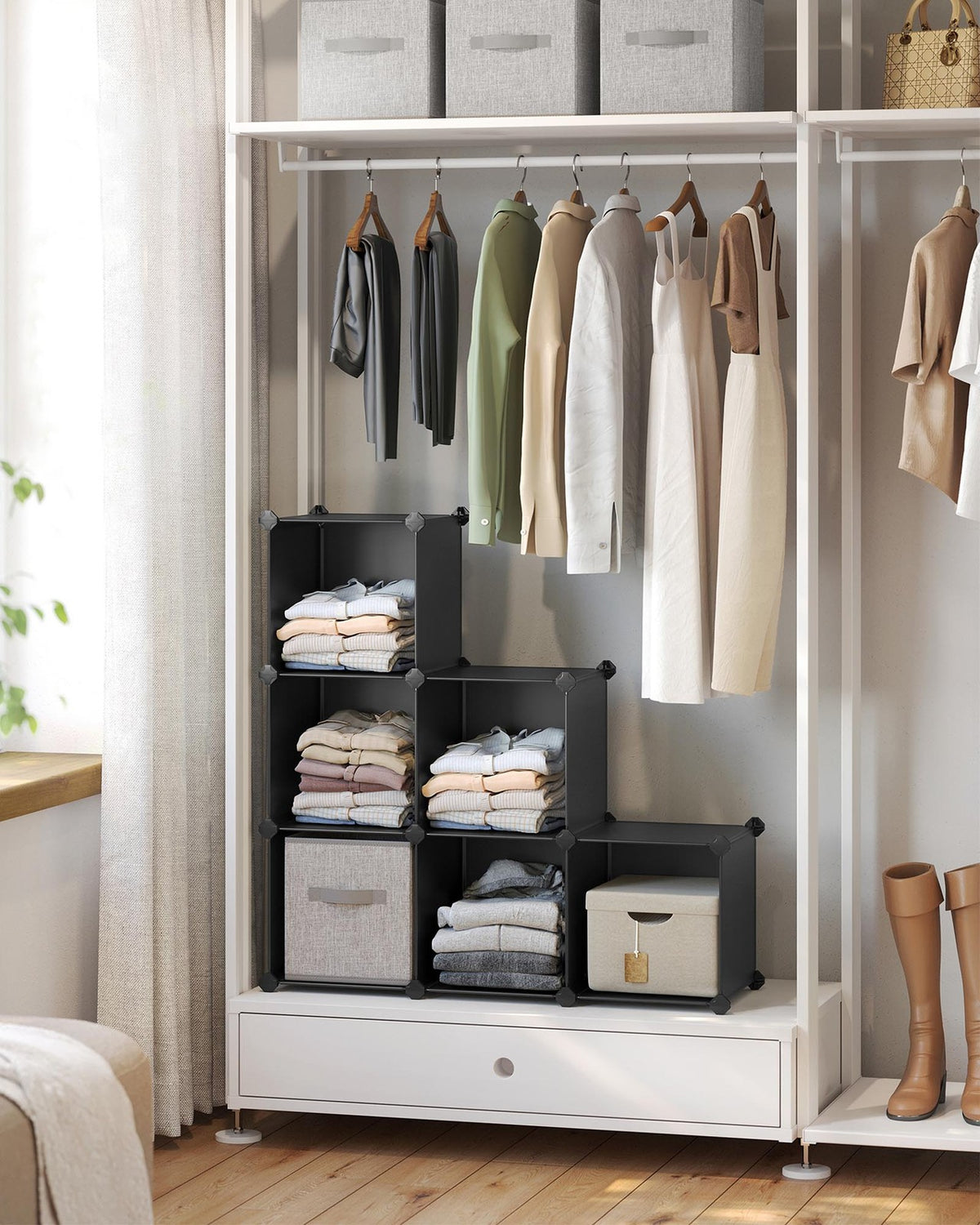 Cube Storage Organizer, 6-Cube Closet Storage Shelves, DIY Plastic Closet Cabinet