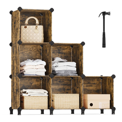Cube Storage Organizer, 6-Cube Closet Storage Shelves, DIY Plastic Closet Cabinet