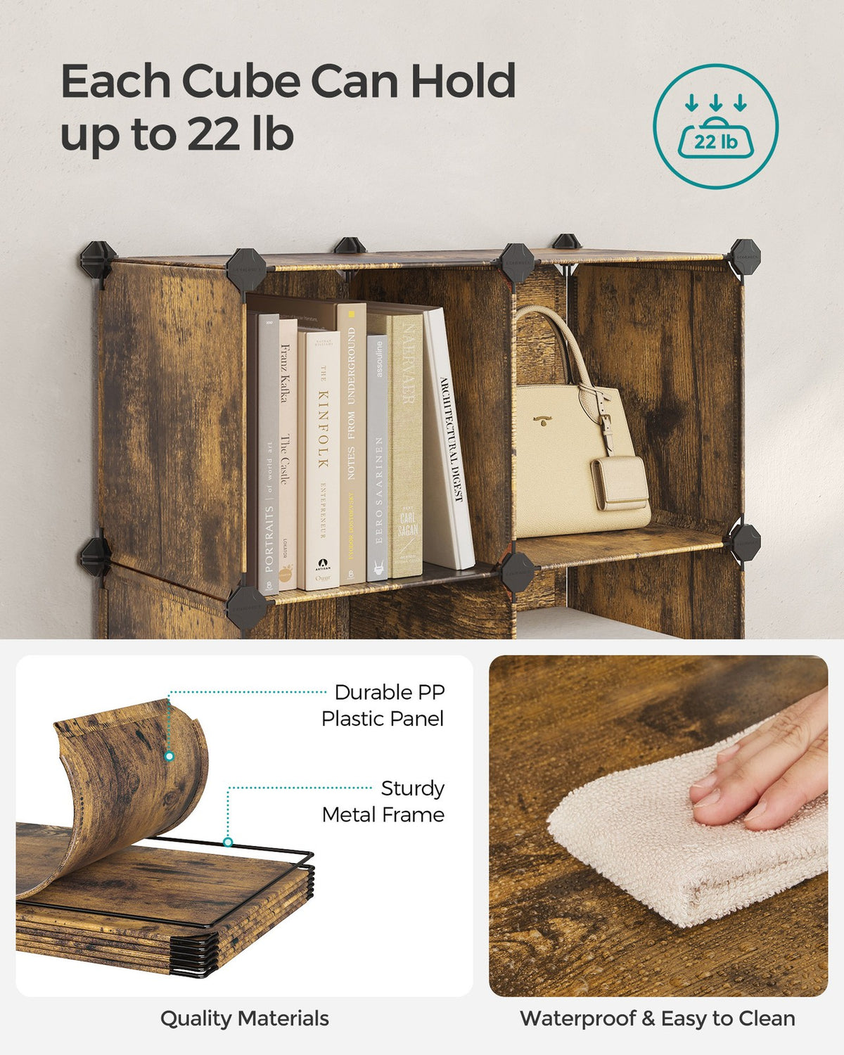 Cube Storage Organizer, 6-Cube Closet Storage Shelves, DIY Plastic Closet Cabinet