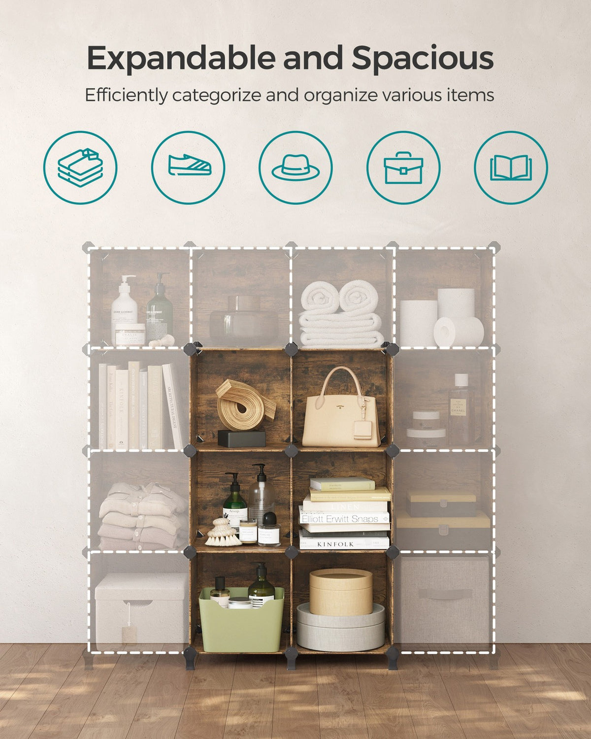 Cube Storage Organizer, 6-Cube Closet Storage Shelves, DIY Plastic Closet Cabinet