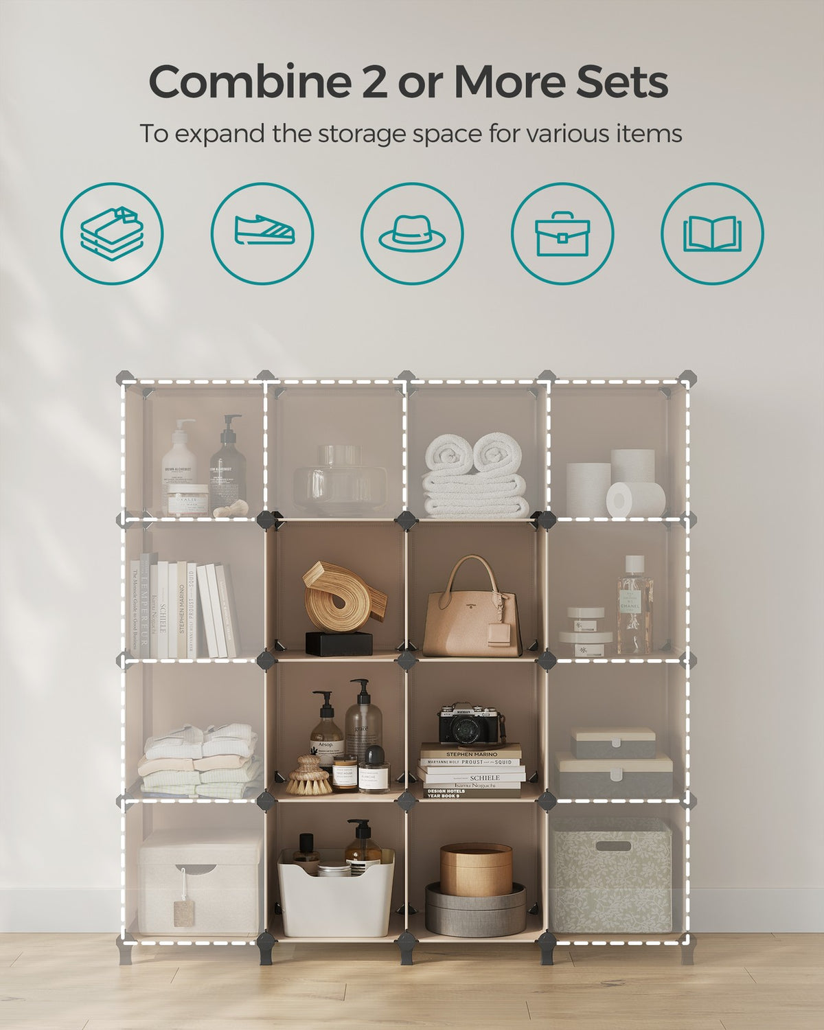 Cube Storage Organizer, 6-Cube Closet Storage Shelves, DIY Plastic Closet Cabinet