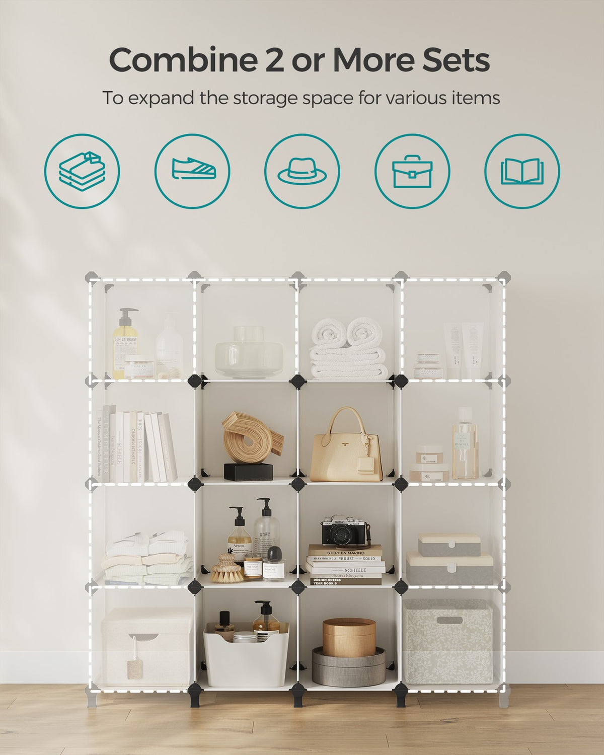 Cube Storage Organizer, 6-Cube Closet Storage Shelves, DIY Plastic Closet Cabinet