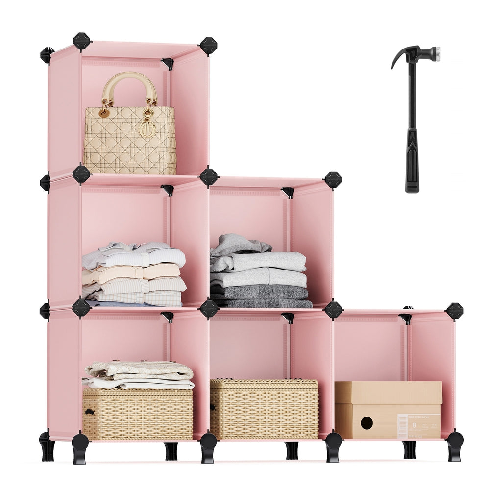 Cube Storage Organizer, 6-Cube Closet Storage Shelves, DIY Plastic Closet Cabinet