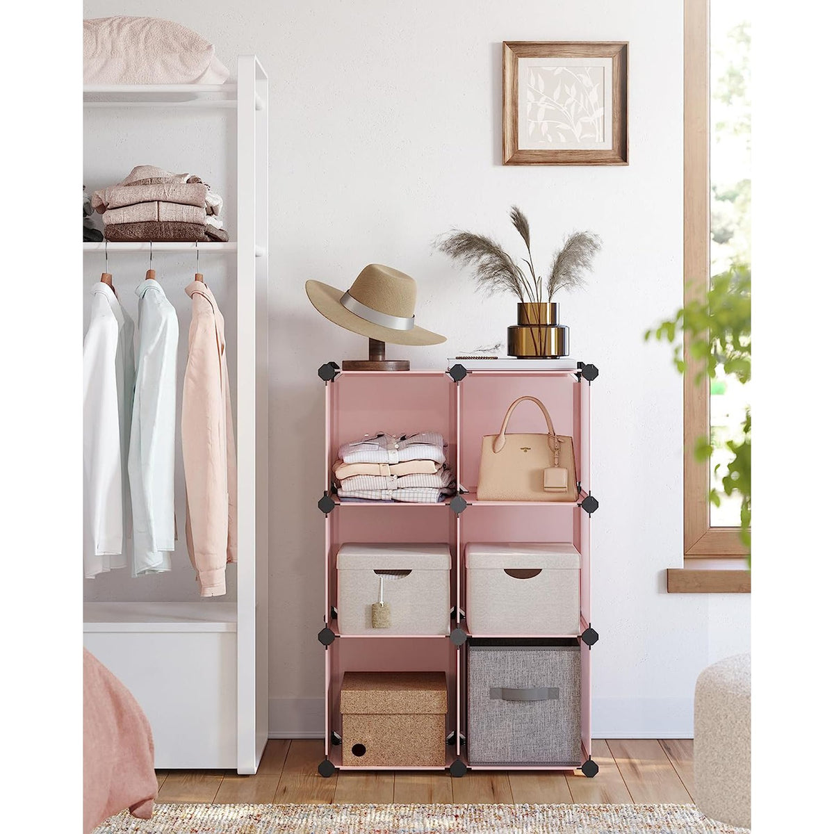 Cube Storage Organizer, 6-Cube Closet Storage Shelves, DIY Plastic Closet Cabinet