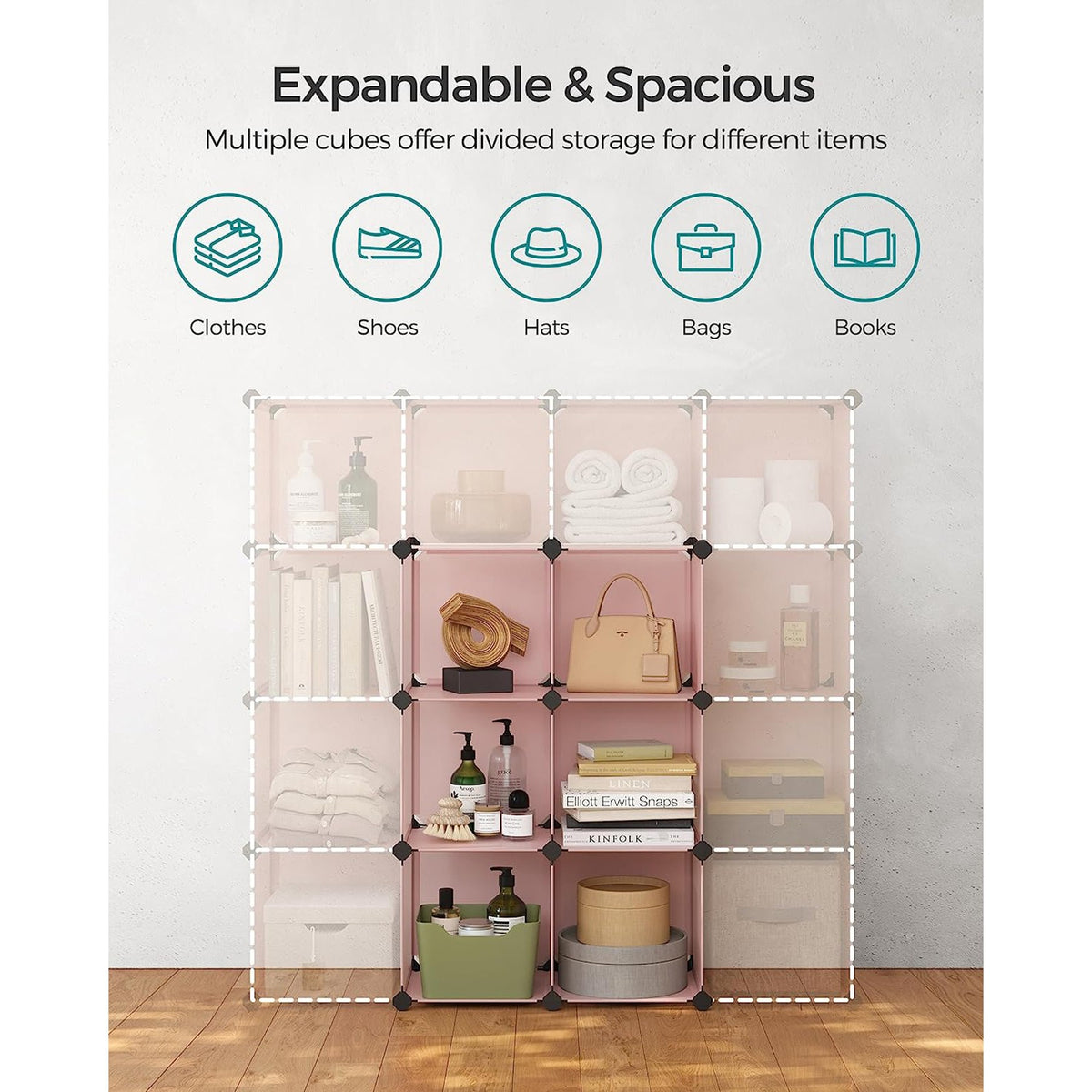 Cube Storage Organizer, 6-Cube Closet Storage Shelves, DIY Plastic Closet Cabinet