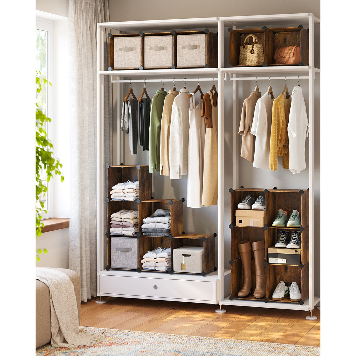 Cube Storage Organizer, 16-Cube Book Shelf, DIY Plastic Closet Cabinet