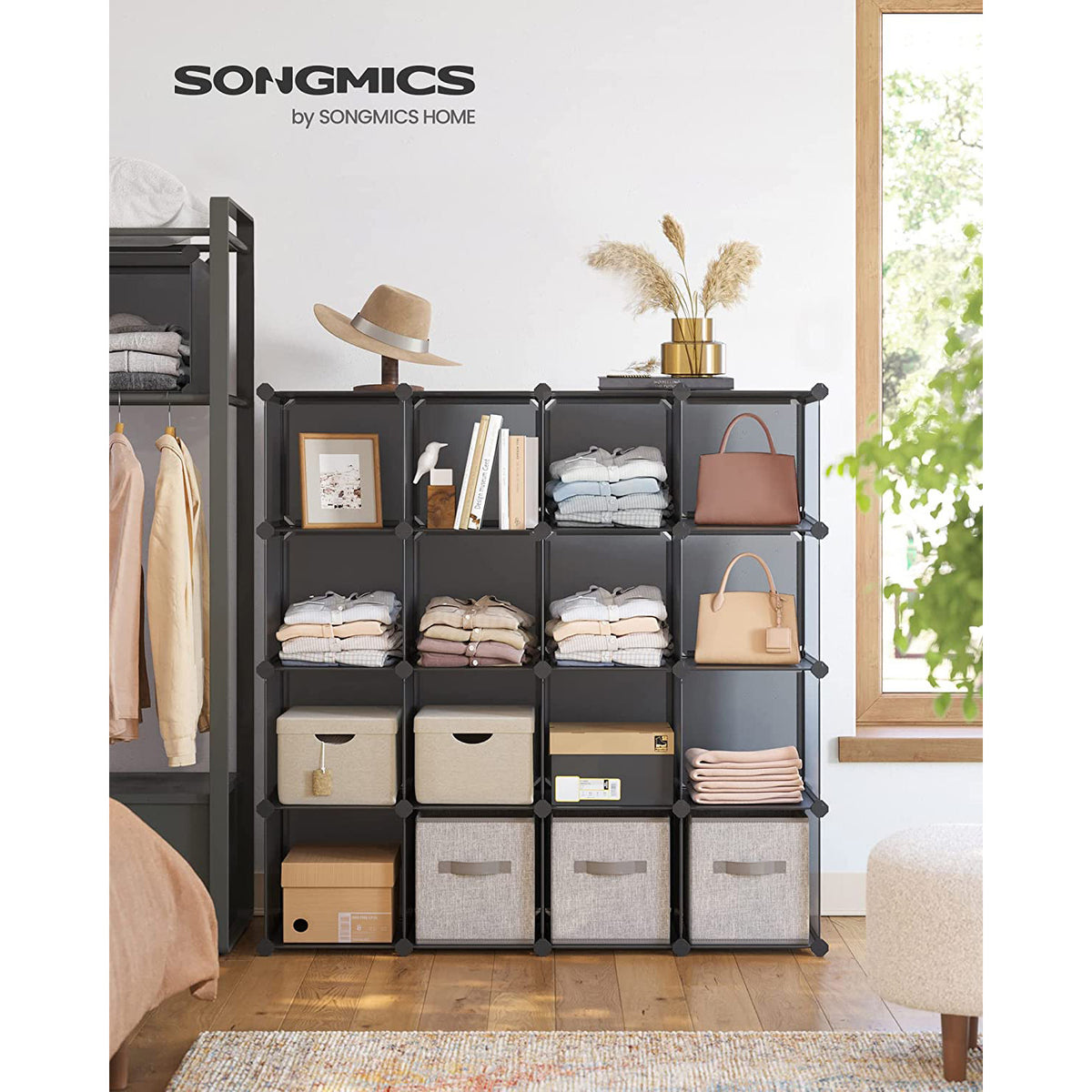 Cube Storage Organizer, 16-Cube Book Shelf, DIY Plastic Closet Cabinet