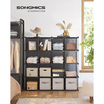 Cube Storage Organizer, 16-Cube Book Shelf, DIY Plastic Closet Cabinet
