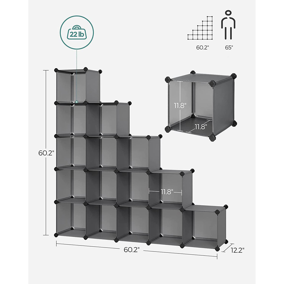 Cube Storage Organizer, 16-Cube Book Shelf, DIY Plastic Closet Cabinet