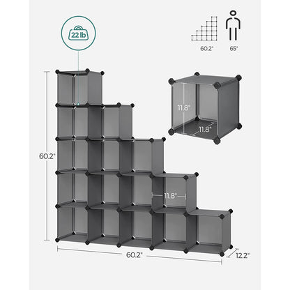 Cube Storage Organizer, 16-Cube Book Shelf, DIY Plastic Closet Cabinet