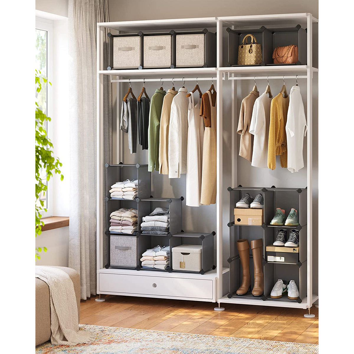 Cube Storage Organizer, 16-Cube Book Shelf, DIY Plastic Closet Cabinet
