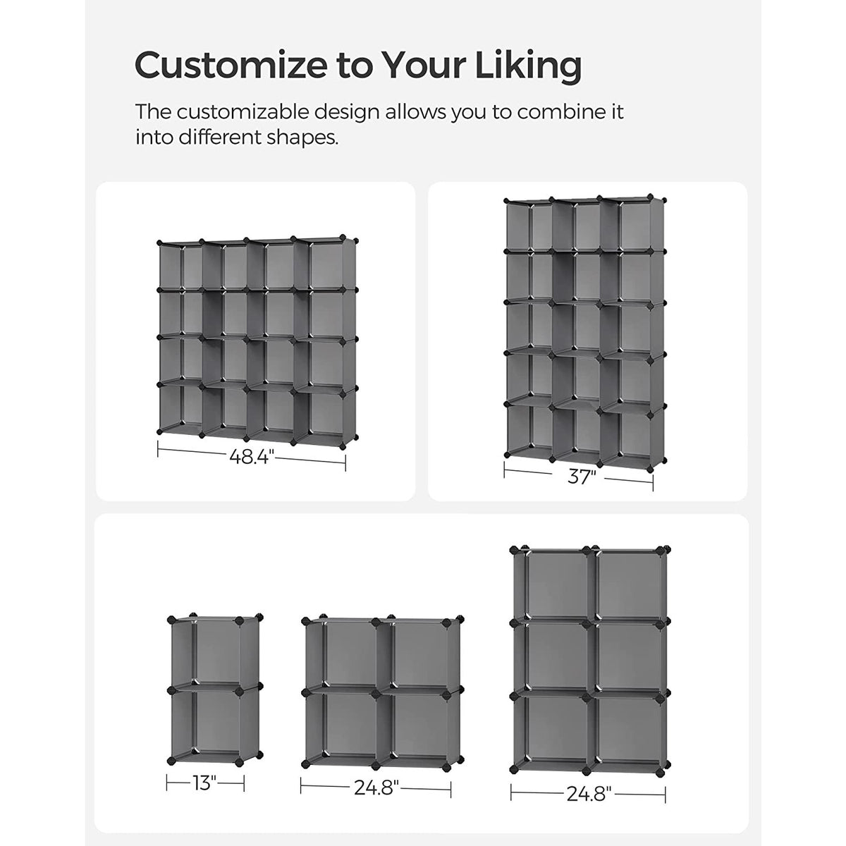 Cube Storage Organizer, 16-Cube Book Shelf, DIY Plastic Closet Cabinet