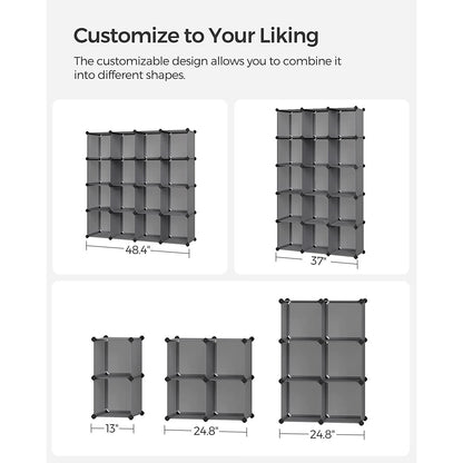 Cube Storage Organizer, 16-Cube Book Shelf, DIY Plastic Closet Cabinet