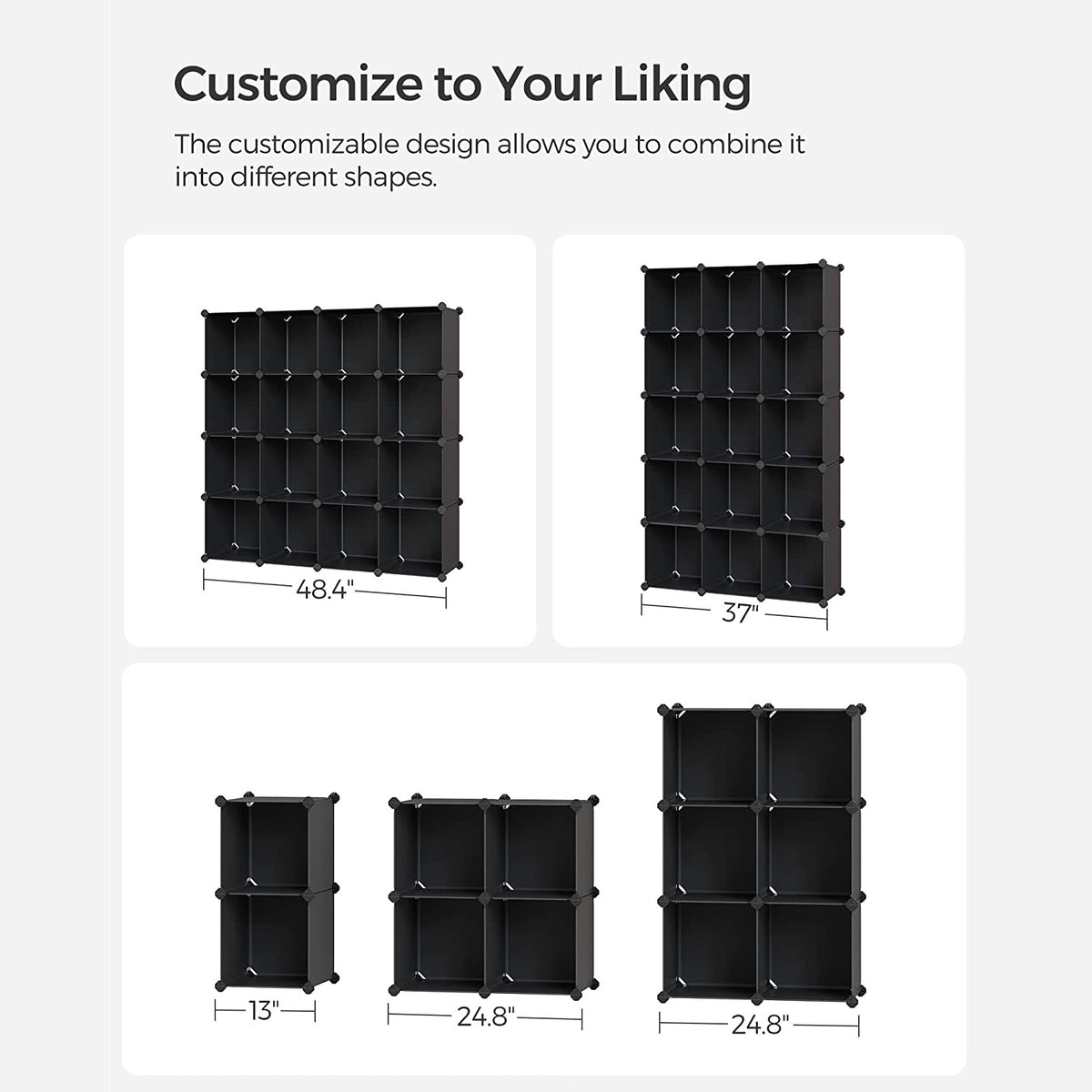 Cube Storage Organizer, 16-Cube Book Shelf, DIY Plastic Closet Cabinet