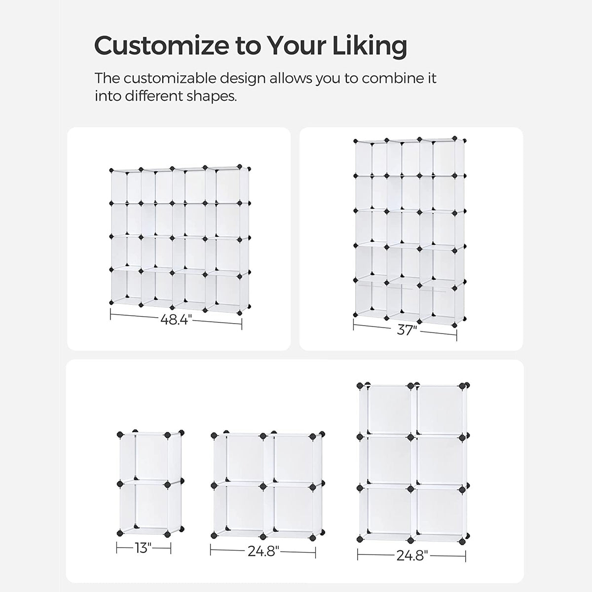 Cube Storage Organizer, 16-Cube Book Shelf, DIY Plastic Closet Cabinet
