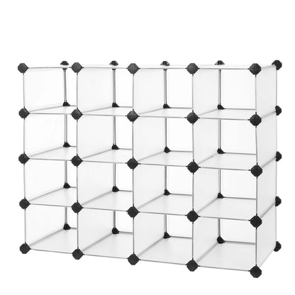 Shoe Rack, 15-Cube Modular Cube Storage, Space Saving DIY Plastic Shoe Organizer Units