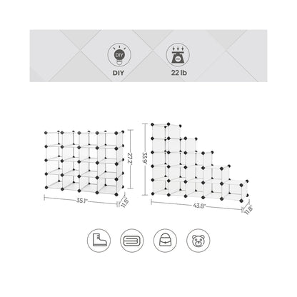 Shoe Rack, 15-Cube Modular Cube Storage, Space Saving DIY Plastic Shoe Organizer Units
