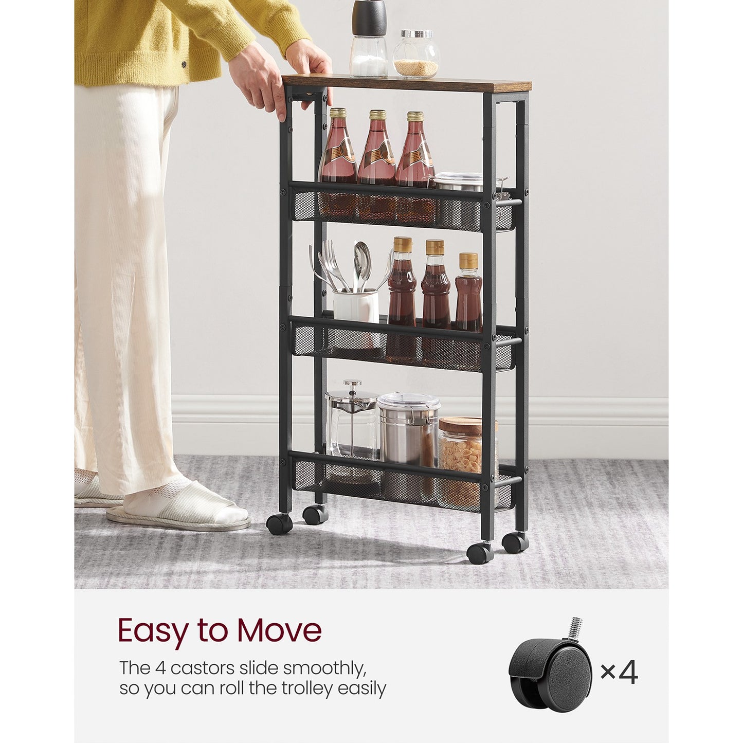 4-Tier Slim Rolling Storage Cart - image 4