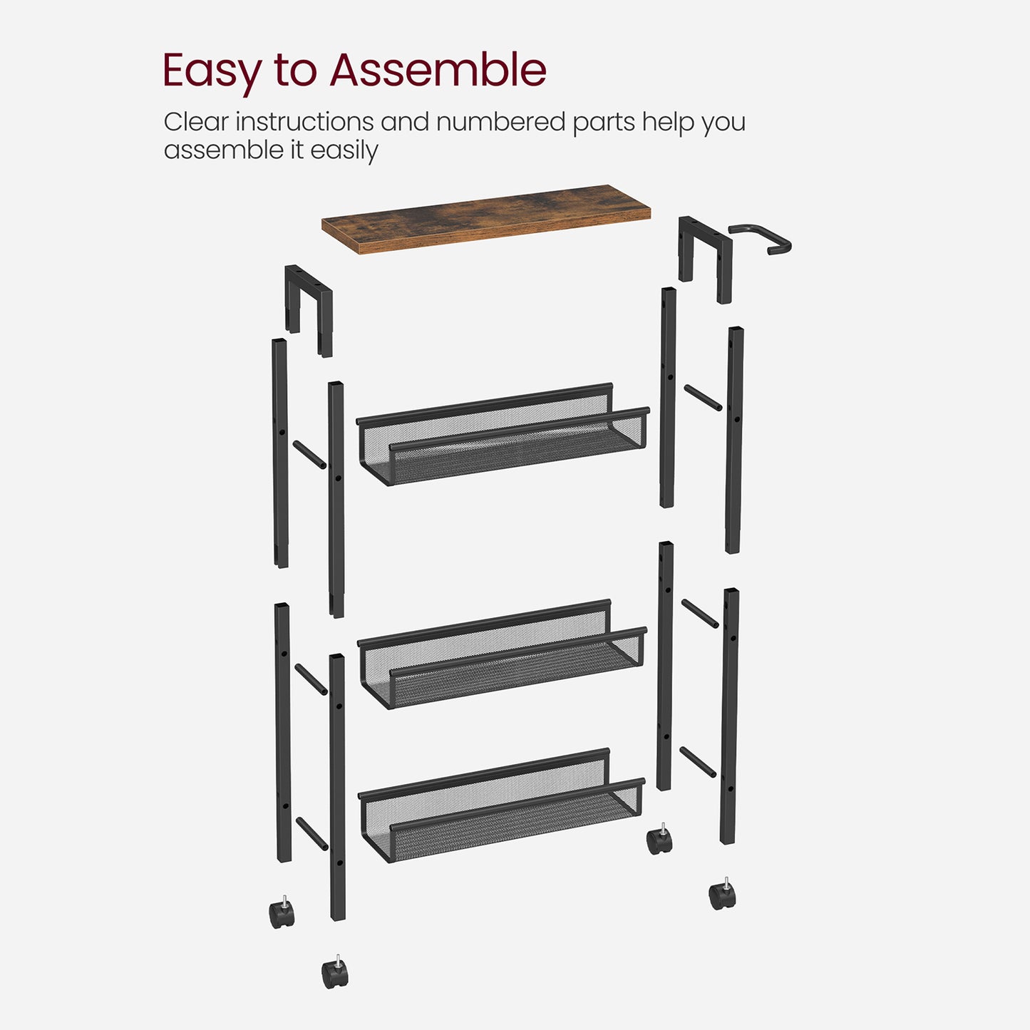 4-Tier Slim Rolling Storage Cart - image 9