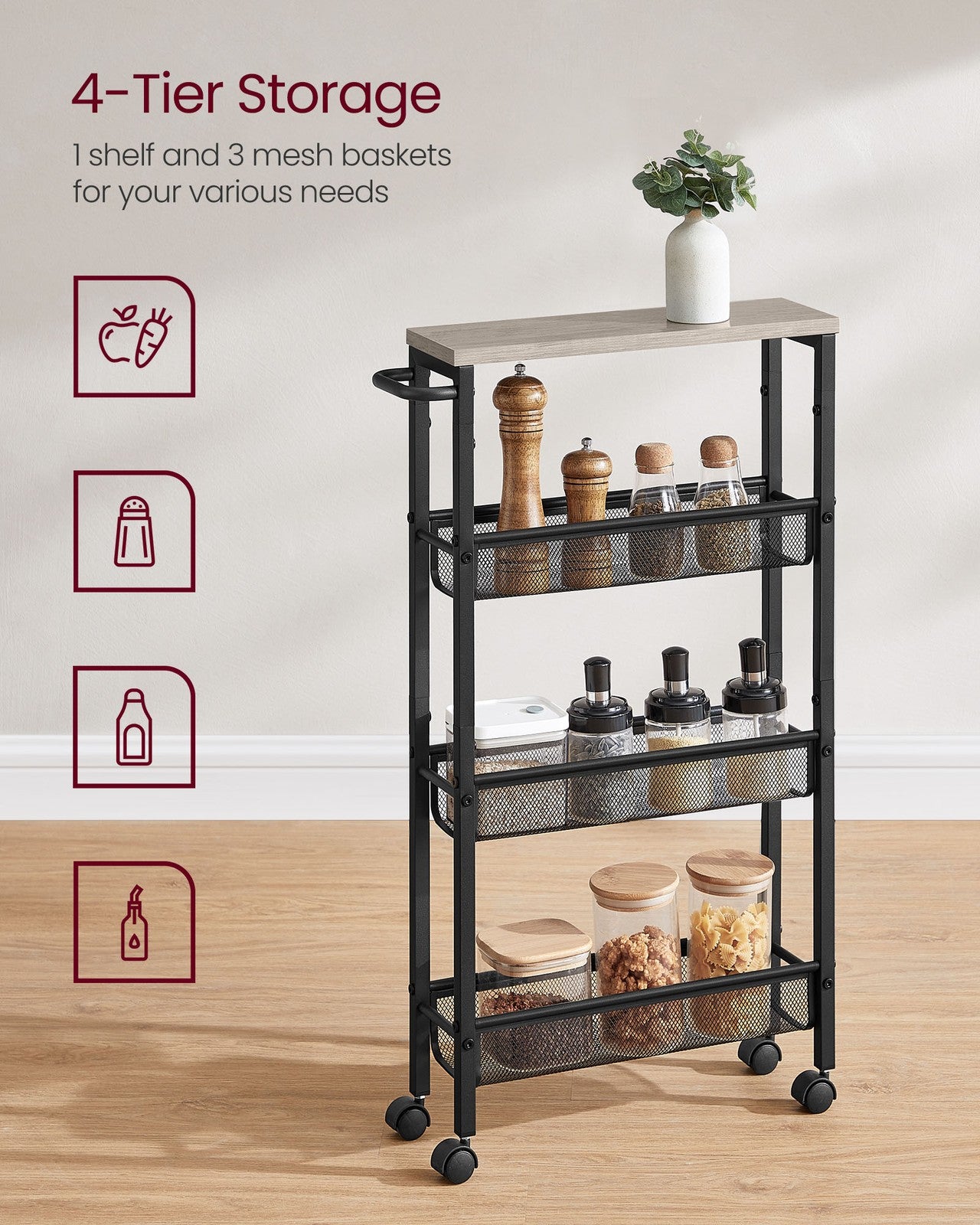 4-Tier Slim Rolling Storage Cart - image 49