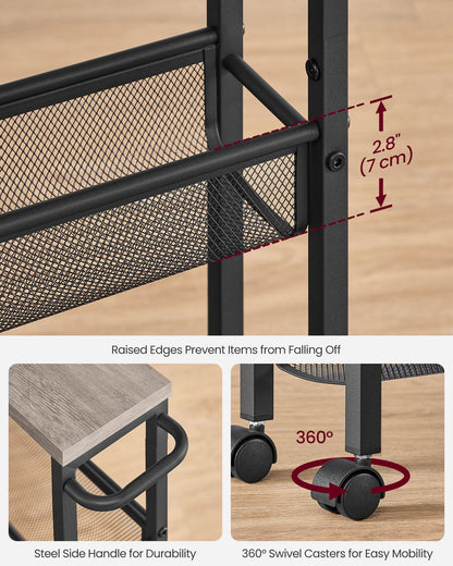 4-Tier Slim Rolling Storage Cart - HWLEXTRA 