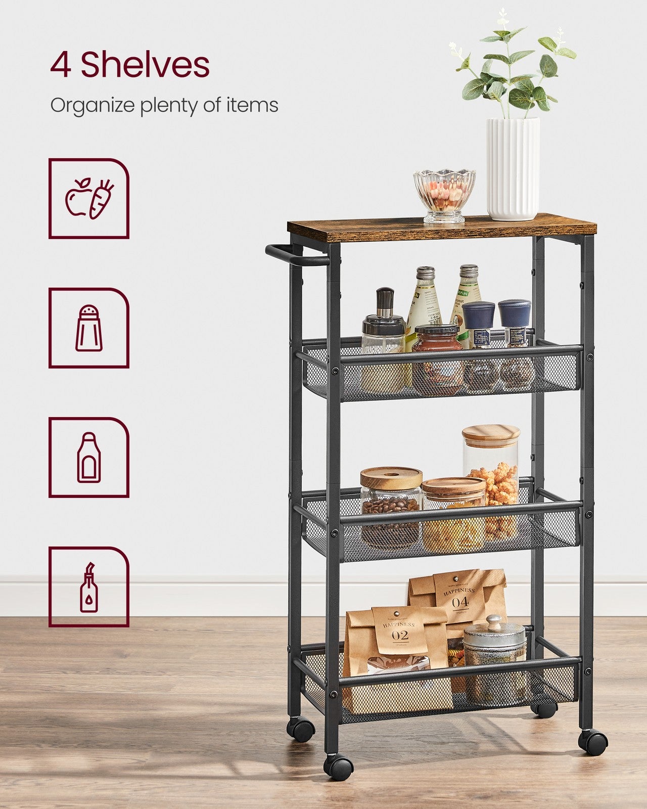 4-Tier Slim Rolling Storage Cart - image 11