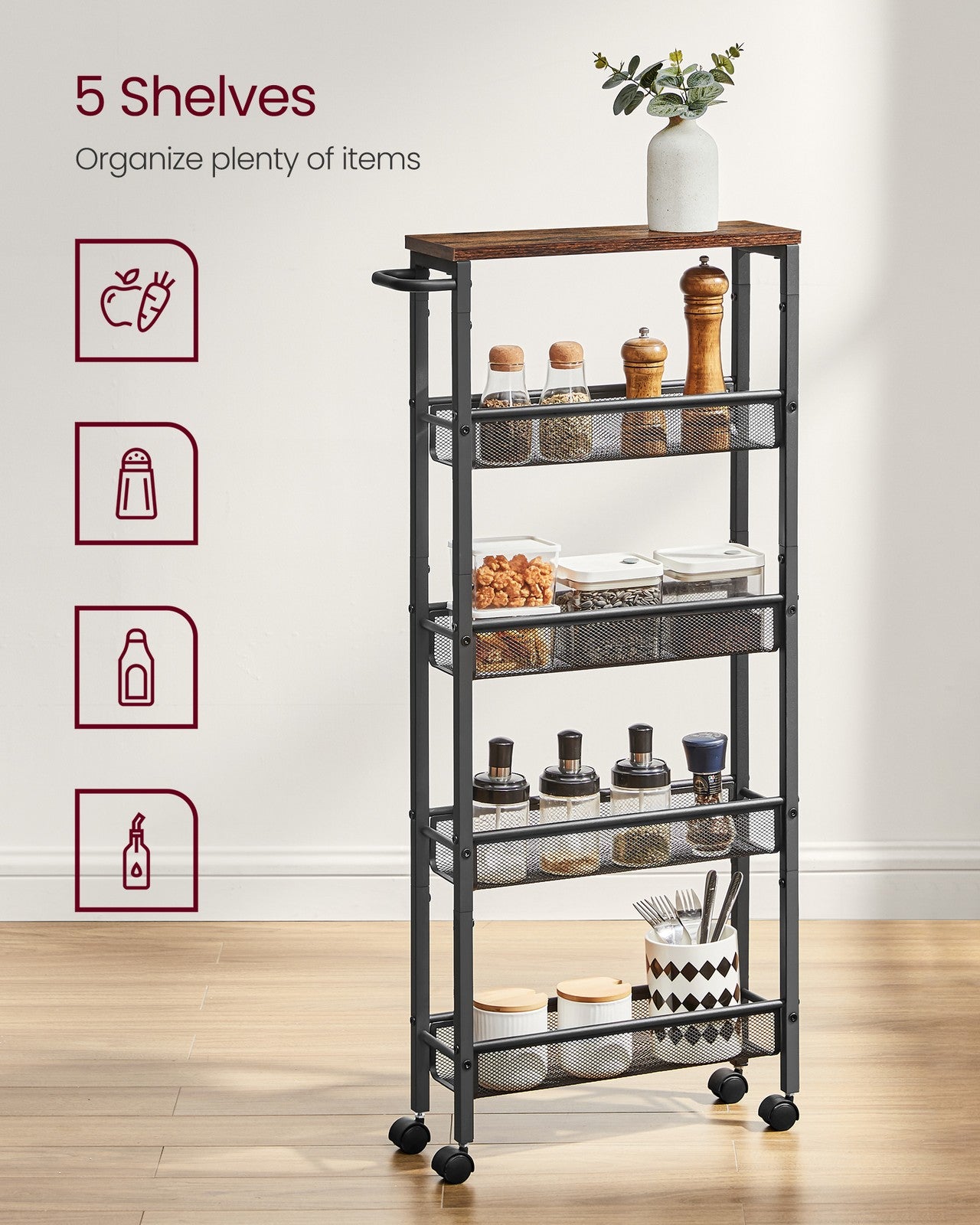 4-Tier Slim Rolling Storage Cart - image 35