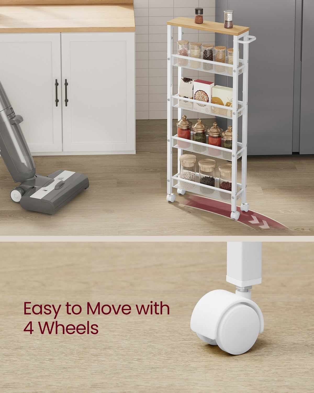 5-Tier Slim Rolling Storage Cart