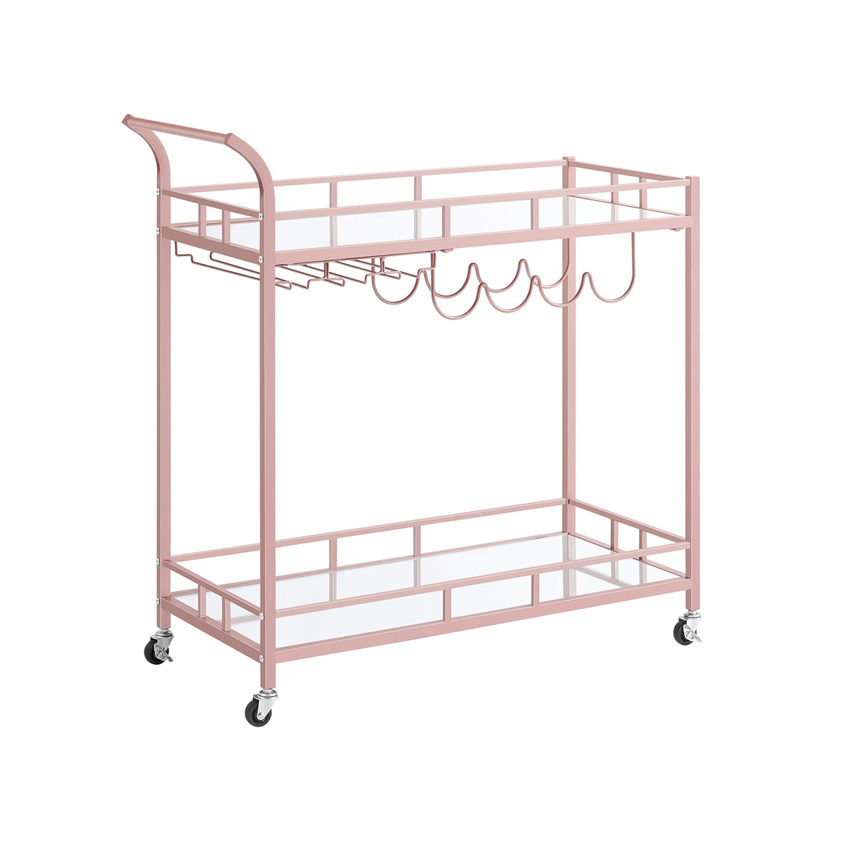 Home Bar Serving Cart with 2 Mirrored Shelves